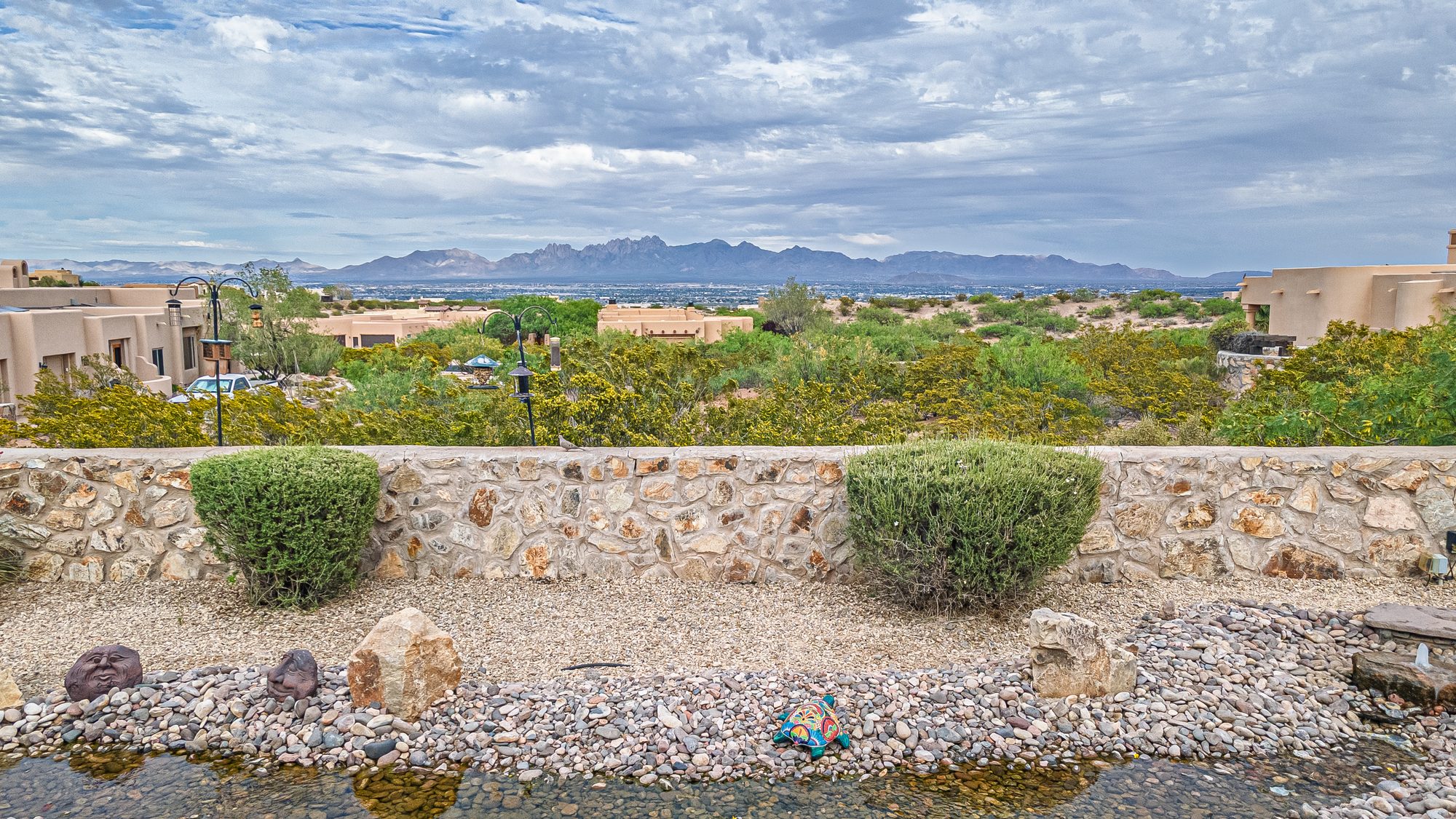 Shared backyard courtyard with pergola and swim spa