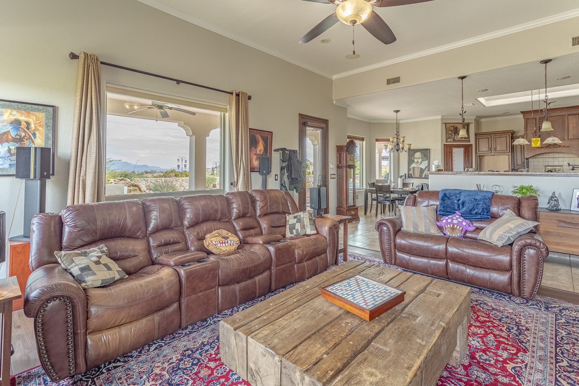 Shared kitchen with granite island — accessible from casita